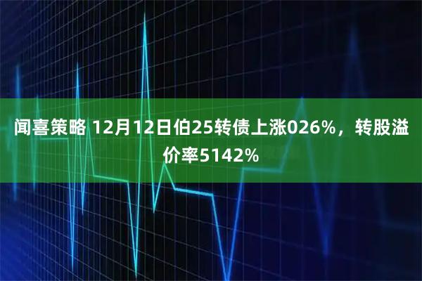 闻喜策略 12月12日伯25转债上涨026%，转股溢价率5142%